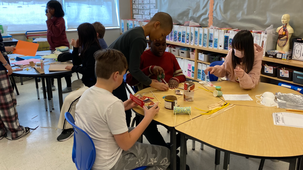 St. Dominic's students working on their STEAM project
