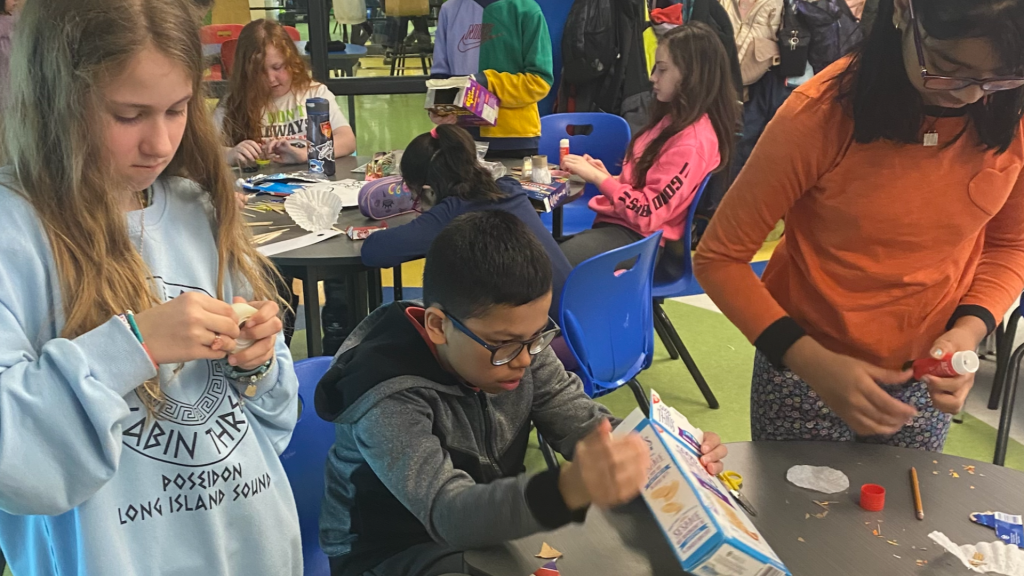 St. Dominic's students working on their STEAM project